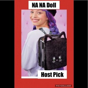 Na Na Na 3 in 1 black cat back pack with Tuesday Meow fashion doll purple braids